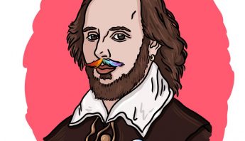 Shakespeare with a rainbow mustache