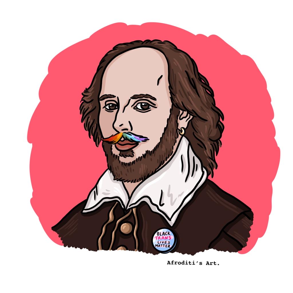 Shakespeare with a rainbow mustache